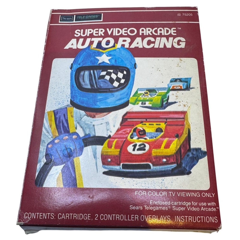 Sears Tele-Games Auto Racing Super Video Arcade Cartridge 49 75205 Boxed Game